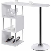 WOLTU Table de Bar 113x40x105cm. Table Haute de Cuisine en MDF et métal. Blanc