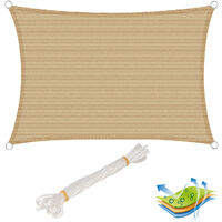 Woltu – Voile d'ombrage carré 4x6 m en HDPE – Protection UV 50+ – Résistant aux déchirures – Fixation rapide avec 4 cordons 1.5 m