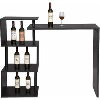 Woltu – Table de bar rotatif avec 3 étagères – Construction métal et MDF – Dimensions 134x112x38cm – Finition noire résistante aux rayures