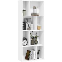 Woltu – Bibliothèque en bois d’ingénierie – Étagère à 4 niveaux avec 8 compartiments – Dimensions 60x29x143.5 cm – Résistante aux rayures et hydrofuge
