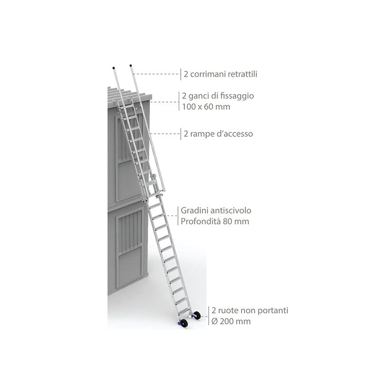 Scala telescopica 8 a 11 gradini - Alt. d'accesso 3.01m - MAD3-BUN