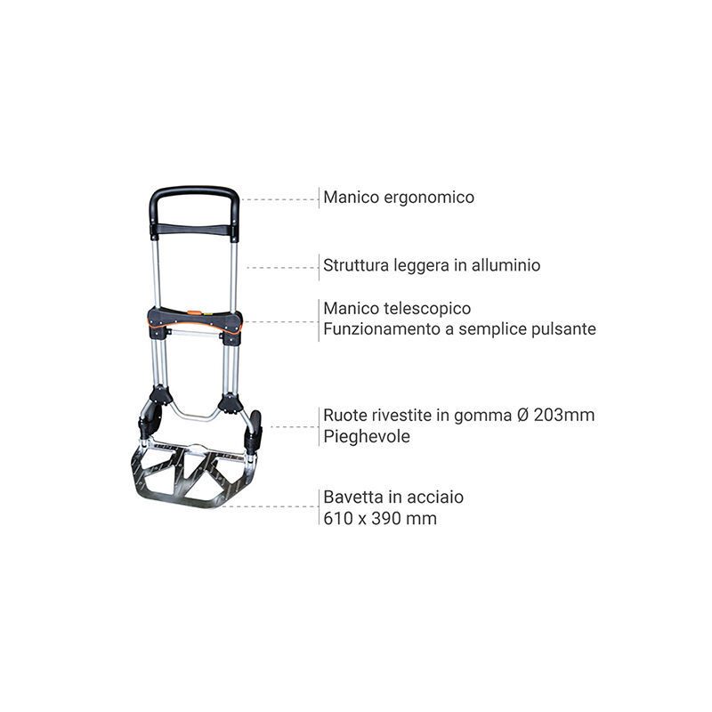 Carrello a mano pieghevole e carrello manuale, capacità 176 libbre