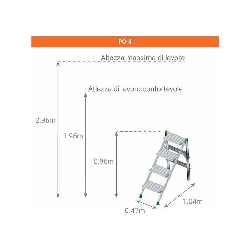 Scalino con 4 ruote per altezza media