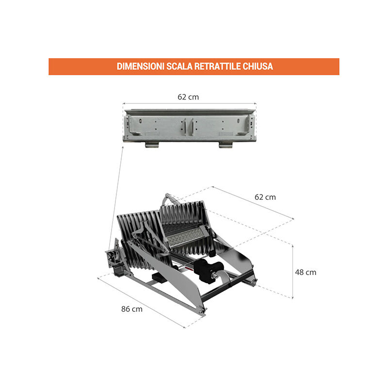 Scala retrattile elettrica con corrimano a sinistra - FGM/65/SP-V-MCG