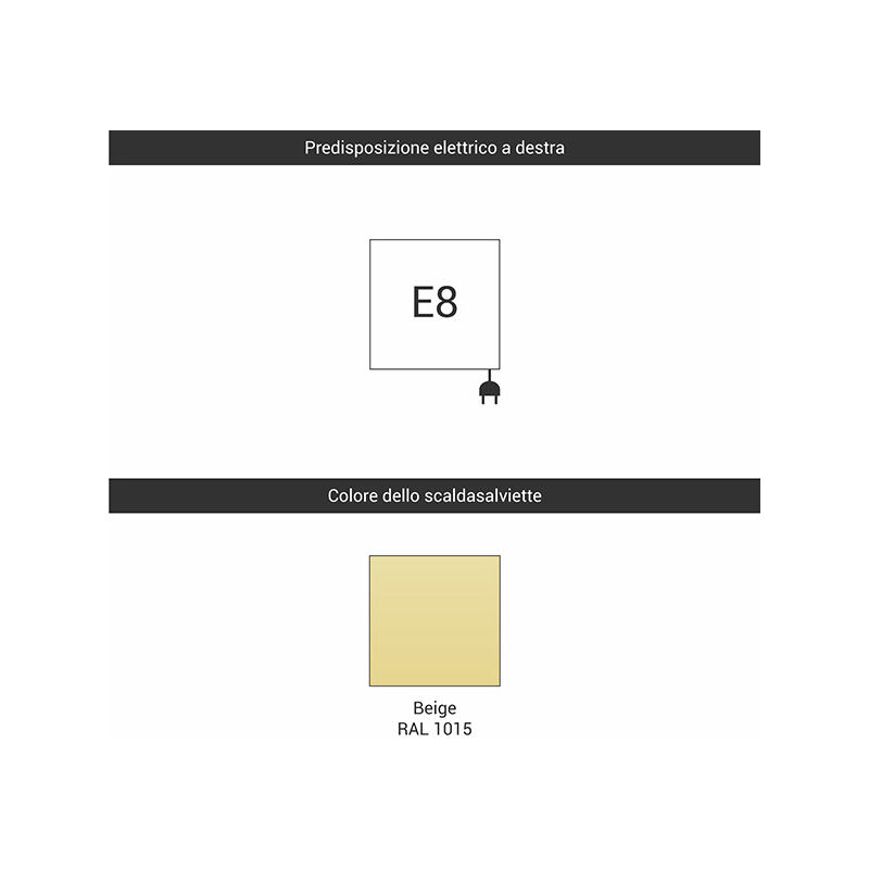 Scaldasalviette elettrico - Colore beige - Zigzag/E8