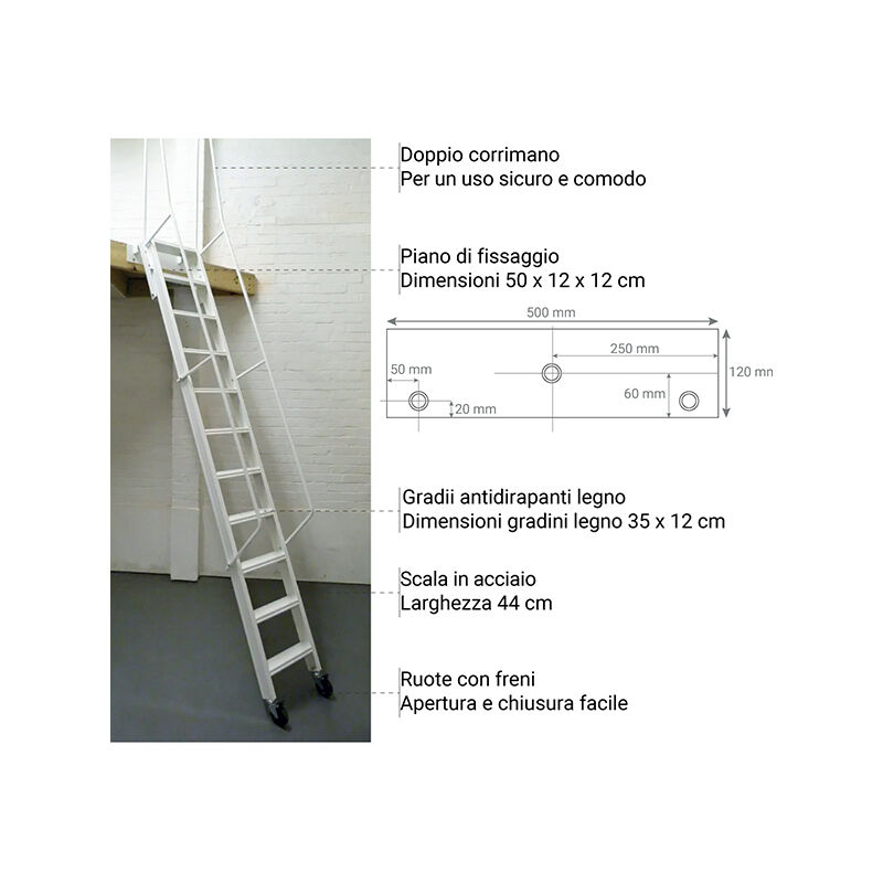 Scala per soppalco chiudibile disponibile in 9 colori 