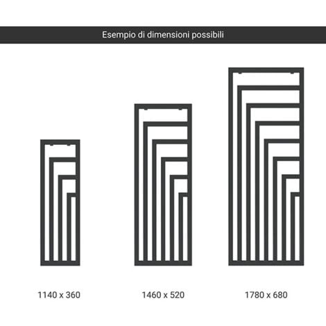 Radiatore elettrico Nero verticale alto 1460mm e largo 520mm - 800 Watt -  ANG1460/520E8N