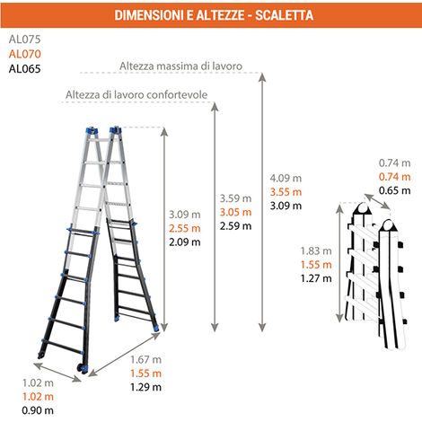 Scala telescopica Marchetti Equipe 6+6 pioli - ToolShop Italia