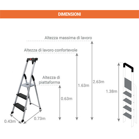 Scala In Alluminio StablePro 7 Gradini - Leggera E Resistente, Portata 150kg, Garanzia 5 Anni - Foto 5