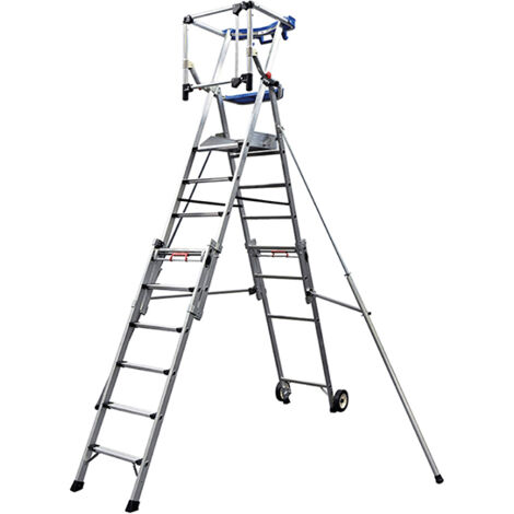 Scala palchetto 6 a 9 gradini - Altezza mass. lavoro 4.30m - PIRLXT9-P/ALU