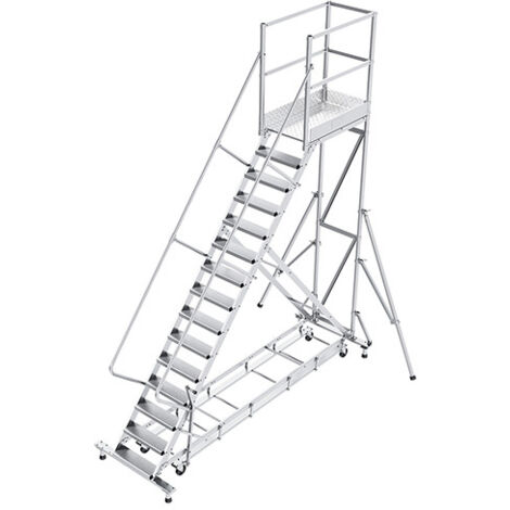 Piattaforma con ruote 14 gradini - Altezza massima di lavoro 4.80m - PTF114-PT-KRE (1/5)