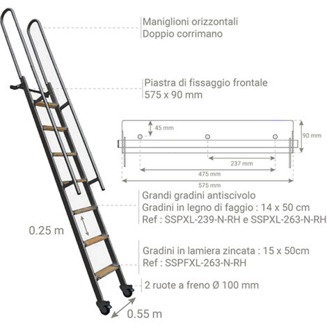 Scaletta salita a 2 gradini zincata –