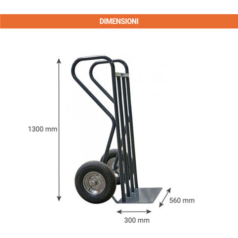 Carrello Per Trasporto Su Scala Con Doppia Impugnatura 6 Ruote Gomma Industraile Su Stella Rotante O Cm 150 Cm 60x110h