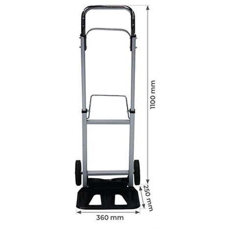 Carrello pieghevole e telescopico - Portata 90 kg - Ruote di gomma - AT90
