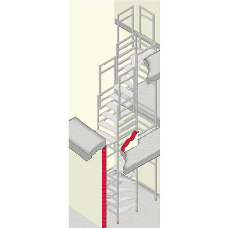 Scala 2 piani - Altezza raggiungibile 4.60 a 5.68m - Parapetto - 858000/L/2-GC