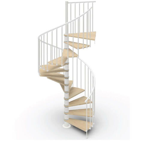 Scala a chiocciola 10 gradini - Diametro 160cm - Legno e bianco - PHOLA160/SBMNAT-10