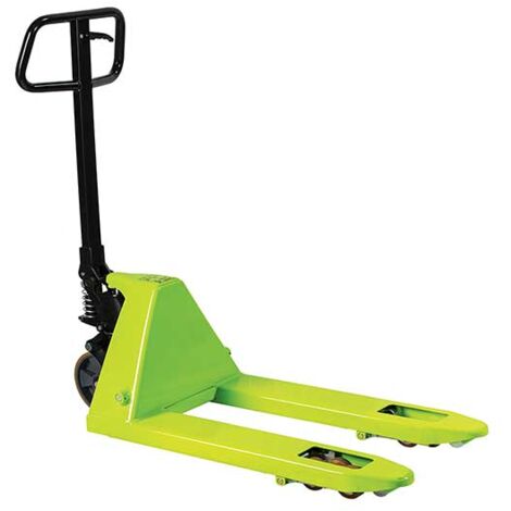 Piccolo transpallet manuale verde con forche corte 600x525 mm 2,5 t - Ideale per merci fragili, abbassamento antiurto - TEBG1AVY100