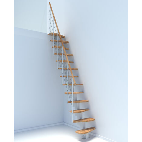 Scala dritta salvaspazio 13 gradini - Altezza raggiungibile 2.47 a 2.98m - Larghezza 65cm - Struttura bianca e gradini in legno di faggio - QUATR65/I-BB-13