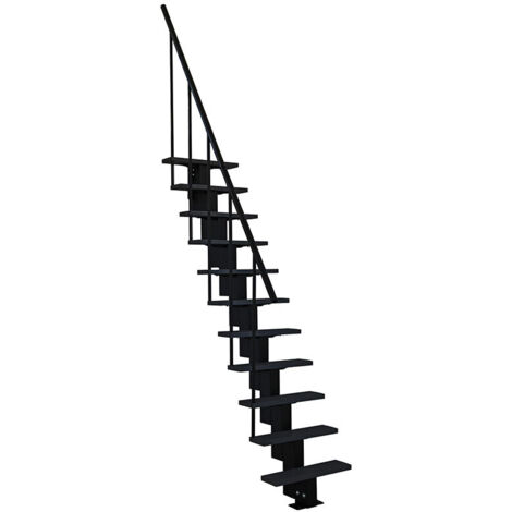 Scala dritta metallo 10 gradini - Altezza raggiungibile 2,28 a 2.52m - Larghezza 60cm - Altezza regolabile - HAPPY/I/SNMNOIR-10