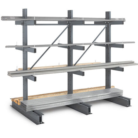 Scaffalatura Cantilever, 3 livelli, 2 lati - Vano iniziale: 2000x1500x600mm - RAYC/3N/2C/1560/D