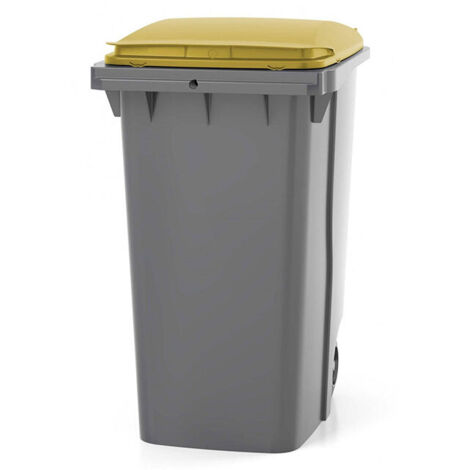 Contenitore per rifiuti da 360 litri con impugnatura frontale - Coperchio giallo limone - 620 x 850 x 1095 mm - 210006GAGA/JC (1/5)