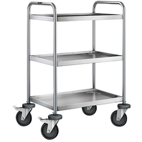Carrello Portata 3 Livelli In Acciaio Inox 75 Kg | Ruote Frenanti E Maniglie, Ideale Per Cucina O Ristorante