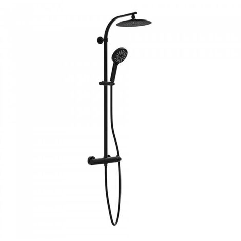 Colonna doccia nero opaco: rubinetto, soffione pioggia Ø24, doccetta estraibile - 60076 (1/5)