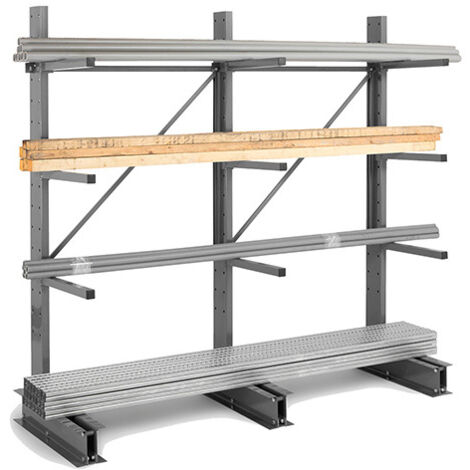 Scaffalatura Cantilever, 3 livelli - 1 Lato - 2000x1000x700mm - Utilizzabile solo con un modulo di avviamento - RAYCAN/3N/1C/60/S