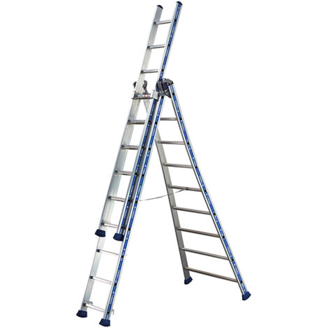 Echelle transformable 3 plans 3x9 marches - Hauteur de travail max 6,92m - 2443609