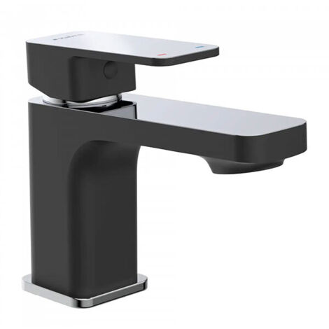 Mitigeur lavabo noir mat et chromé - Robinet monocommande - Poignée centrale - 43106 (1/5)