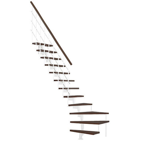 Scala a quarto di giro 12 gradini - Altezza raggiungibile 2.06 a 2.81mm - Struttura bianca e gradini in colore noce - STYLE-L-SBMNOY-12