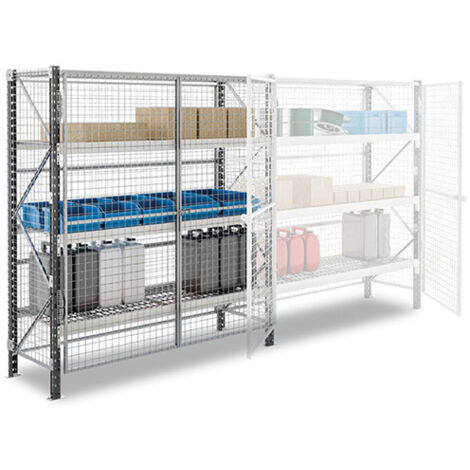 Scaffalatura con griglia con serratura - 3 livelli - Vano per avviamento - 2500x1800x600mm - RAYGRIL/3N/2560/D (1/4)