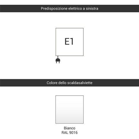 Scaldasalviette elettrico bianco 1580mm di altezza e 500mm di larghezza -  800 Watt - ALE1580/500E1B