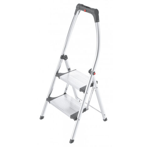 Hailo - Gradini pieghevoli in alluminio, 2 gradini, altezza di accesso 225 cm - LivingStep Plus