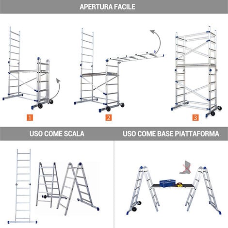 Trabattello telescopico 2 x 8 3.9 metri