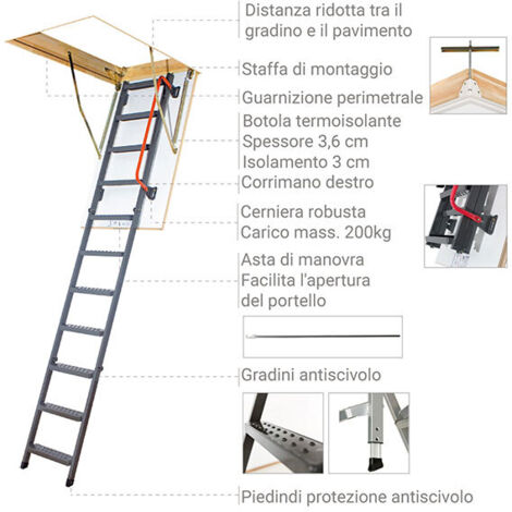 Scala Retrattile Per Soffitto - Fino A 3,05m | Botola Coibentata - Foto 8