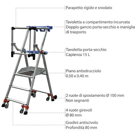 Scala Scaletta Pieghevole in Alluminio ALTA QUALITA' Versione 2-3-4 e 5  Gradini