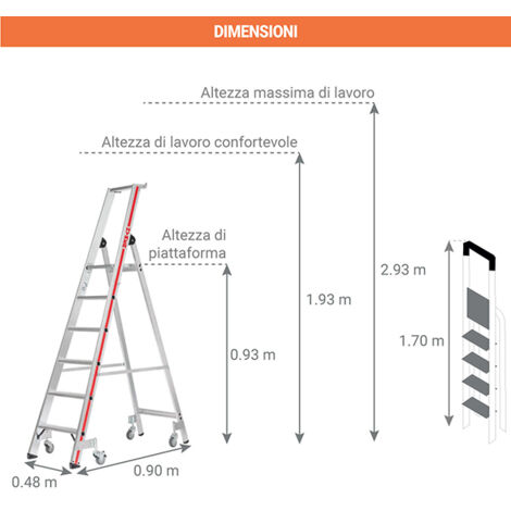 Scala In Alluminio StablePro 7 Gradini - Leggera E Resistente, Portata 150kg, Garanzia 5 Anni - Foto 7