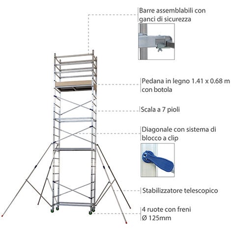 Base pieghevole - Alt. lavoro max 6.90m - AL620/P