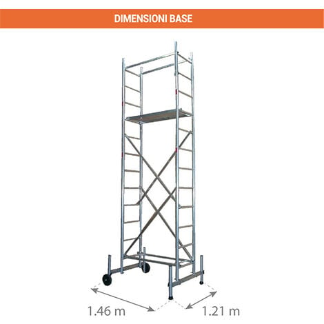 trabattello con piano di lavoro mt 6,45 - 7,40 Dimensioni base mt