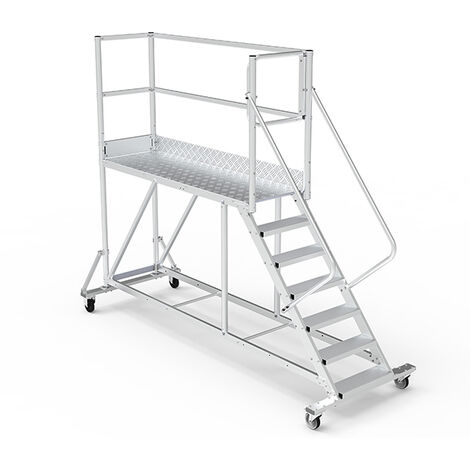 Piattaforma con ruote 7 gradini - Altezza massima di lavoro 3.40m - PTF207D-RSP