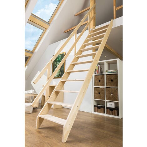 Scala in legno senza corrimano - Altezza massima soffitto 2.90 m - MSU