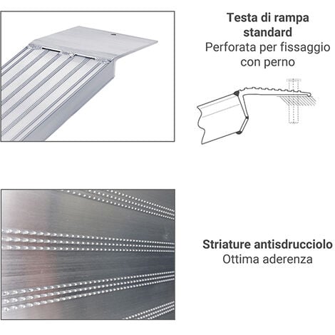 Lunghezza di rampa 1.00m - altezza raggiungibile tra 120 e 210mm - Portata  max a coppia per