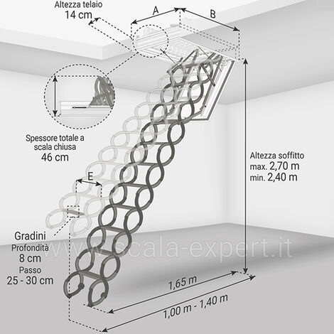 Scala retrattile ignifuga - Dimensioni foro : 70x120cm - LSF70120/270