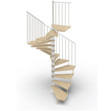 Scala a chiocciola 16 gradini - Diametro 140cm - Legno e bianco - TEKLA120/SBMNAT-16