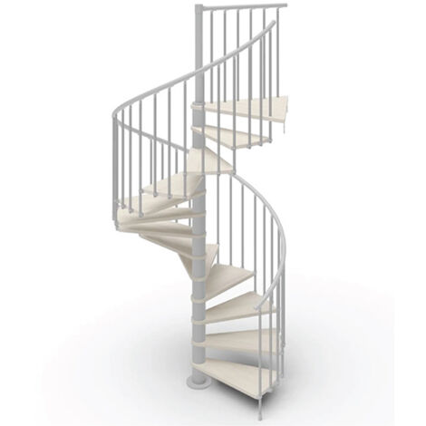 Scala a chiocciola  13 gradini - Diametro 1.05m - Legno e bianco - PHOLA105/SBMBLA-13