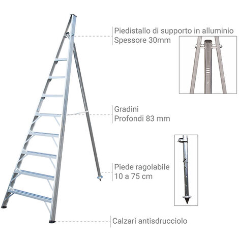 Scala professionale in alluminio uso agricolo 1969 6 gradini