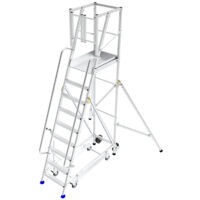 Scaletta 9 gradini - altezza massima di lavoro 4.25m - base con ruotee - ER9-KRE
