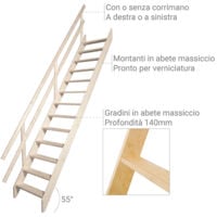 Scala in legno senza corrimano - Altezza massima soffitto 2.90 m - MSU