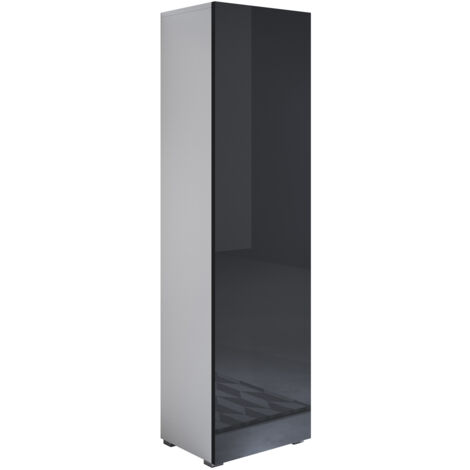 Lettiemobili – Armoire 1 porte en mélamine brillante – Dimensions 40 x 167 x 29 cm – 4 compartiments – Style moderne blanc et noir